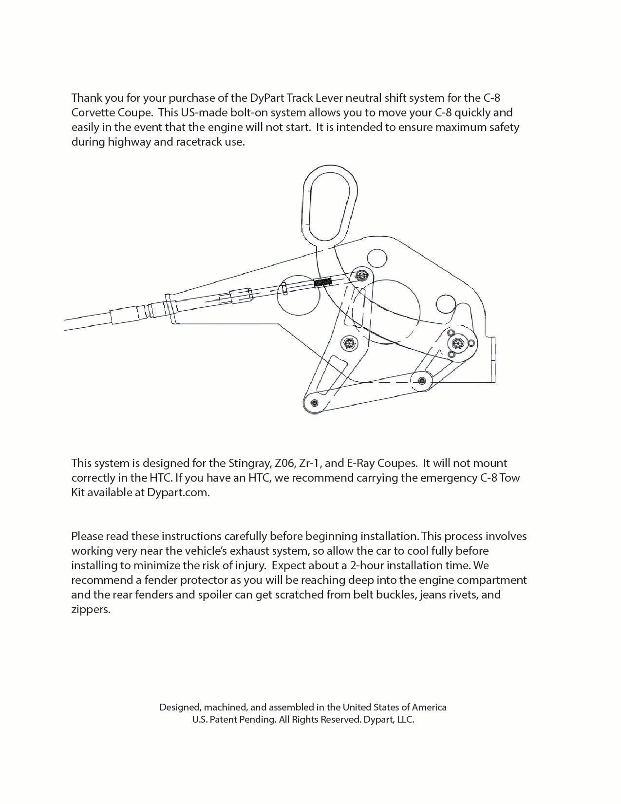 Track Lever Bolt on Neutral System for C8 Coupe